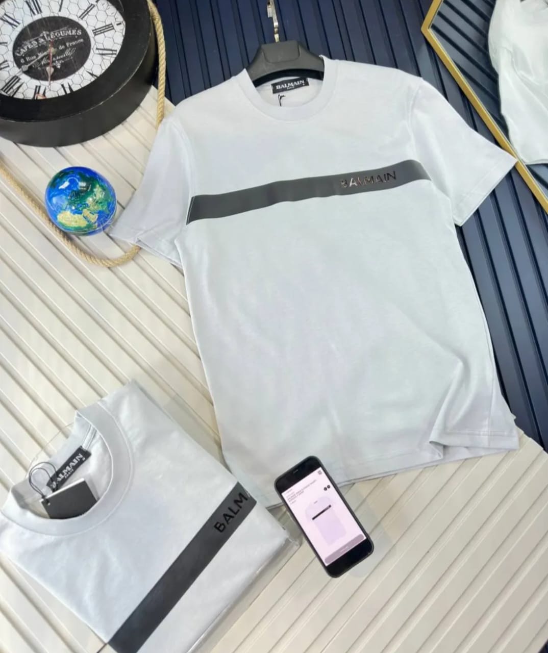 Camisa Balmain - Logo Borracha com faixa preta